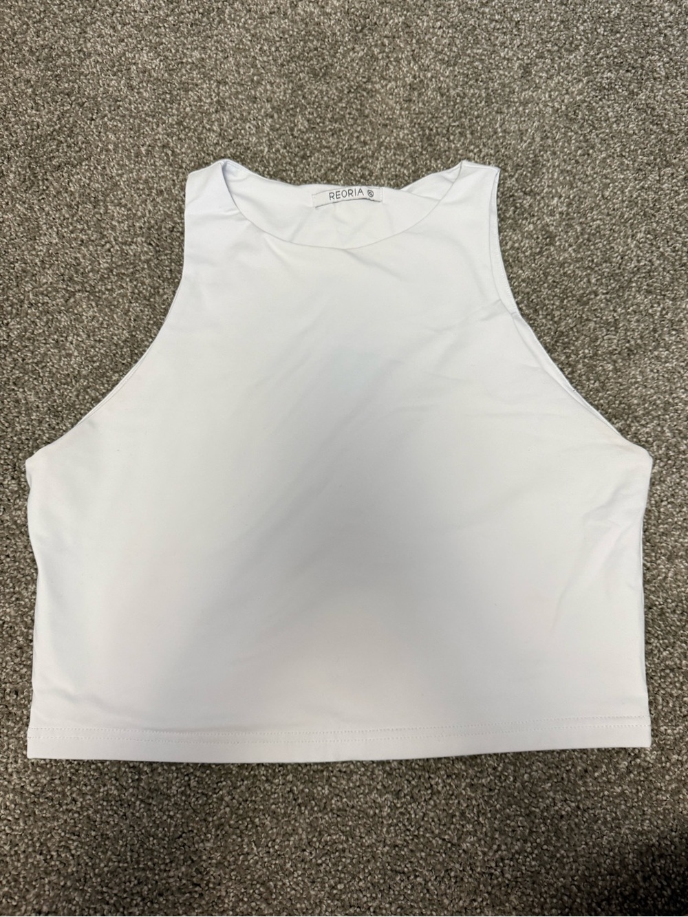 ReoRia White High-Neck Cropped Tank